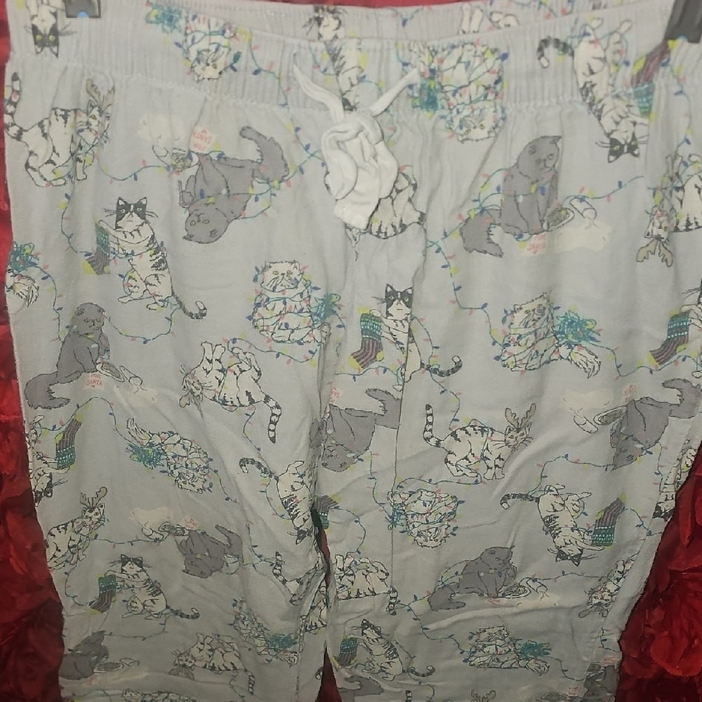 Old Navy Women's Multicolor Christmas Cat Patterned Pajama Pants Size XSmall